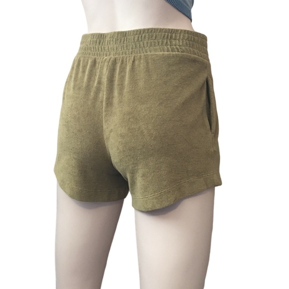 Nordstrom Treasure & Bond Stretch Terry Cloth Hi Rise Shorts pockets Khaki NWOT - Picture 5 of 11
